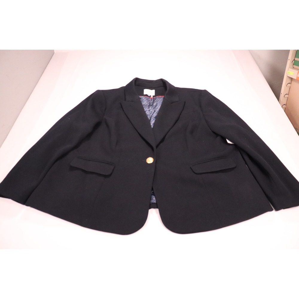 Court & Rowe Womens Navy Blue Single Button Paisley Lined Blazer 24W New